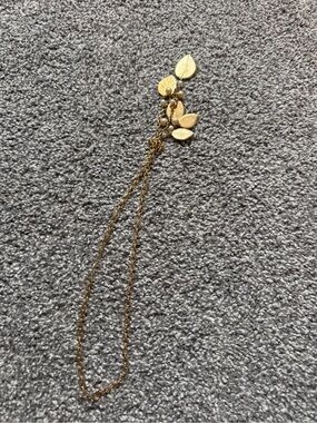 Gold Leaf Pendant Necklace with pearls vintage mid-century fall